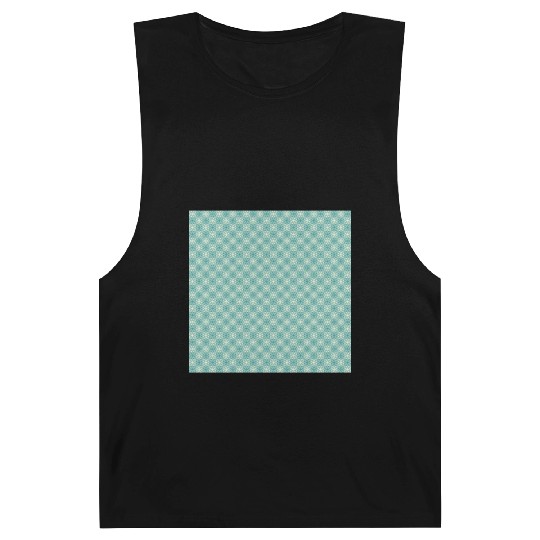 Teal Geometric Floral Retro Pattern Barnard Tanks