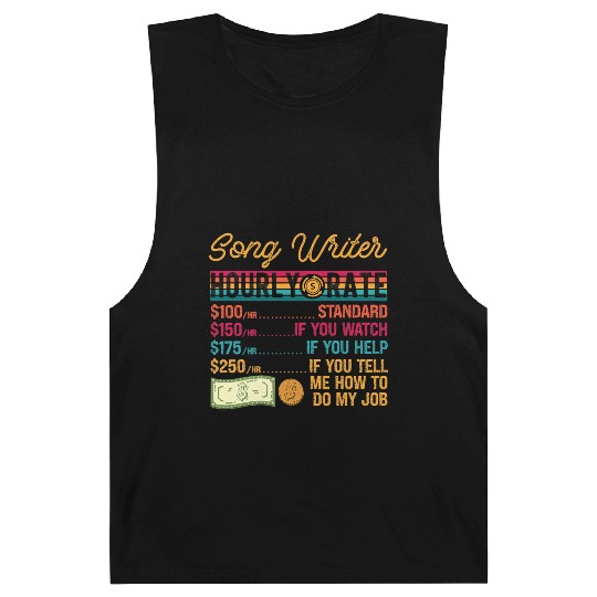 Funny Vintage Song Writer Hourly Rate Job Title Barnard Tanks