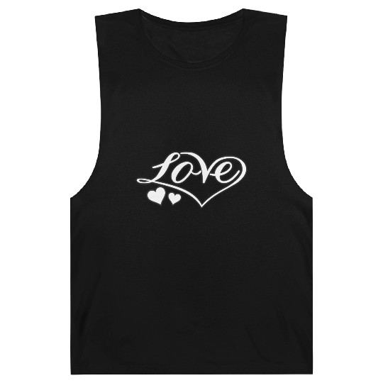 Love Heart White Script Barnard Tanks