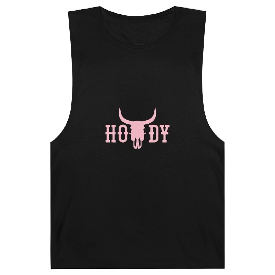 Howdy Cow Skull Western Cowboy Cowgirl Rodeo Howdy Barnard Tanks