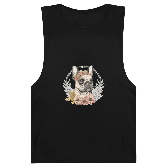 Cute French Bulldog Frenchie Flower Crown Pet Dog Barnard Tanks