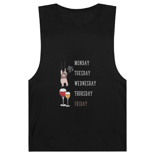 Lazy Sloth Wine Lover Funny Weekend Party Barnard Tanks