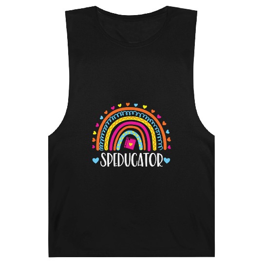 Speducator Rainbow Heart Special Education Teacher Barnard Tanks