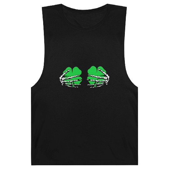 St Patricks Day Boob Pumpkin Shamrock Skeleton Han Barnard Tanks