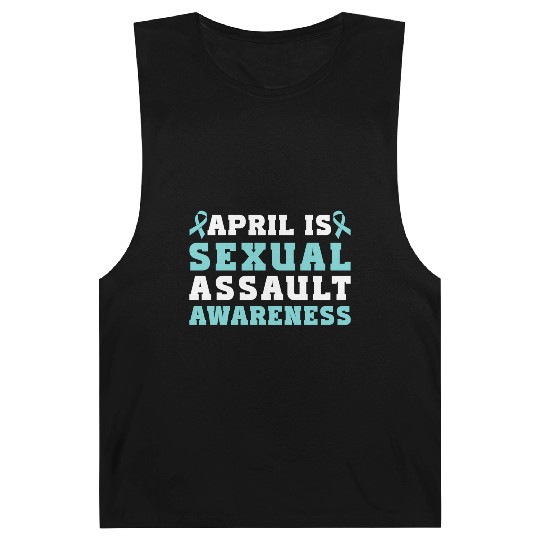 April Is Sexual Assault Awareness Teal Ribbon Barnard Tanks