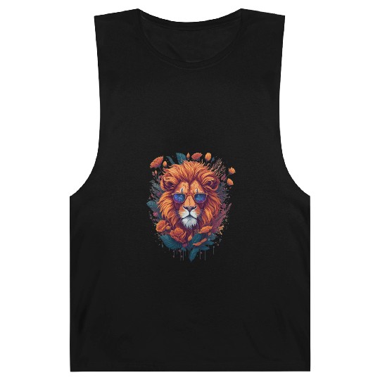 Funny Lion and Sunglasses Barnard Tanks