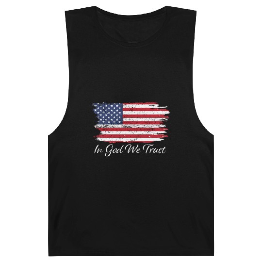 In God We Trust Us Flag Patriotic Barnard Tanks
