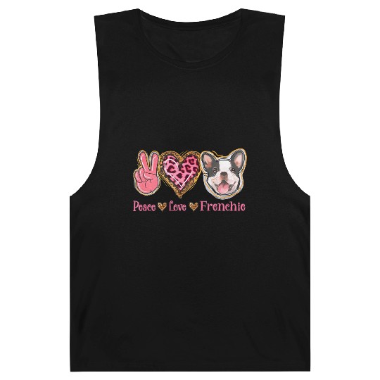 Leopard Peace Love Frenchie Funny Dog Mom Mothers Barnard Tanks