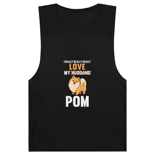 I Love My Husband Pomeranian Barnard Tanks