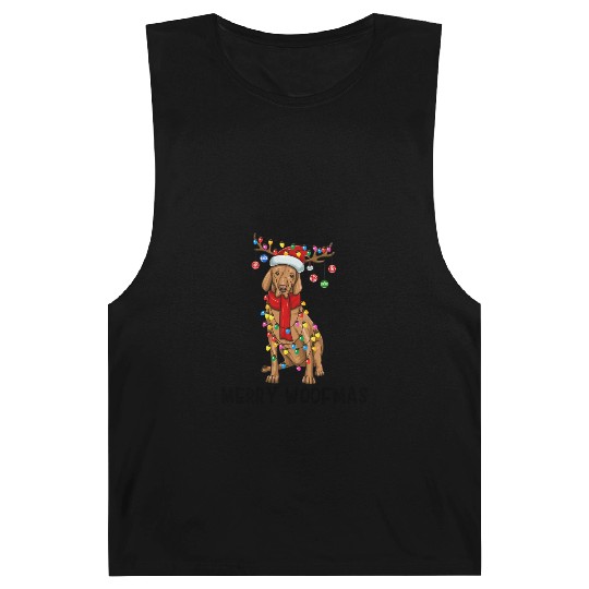Vizsla Dog Lights Merry Woofmas Barnard Tanks
