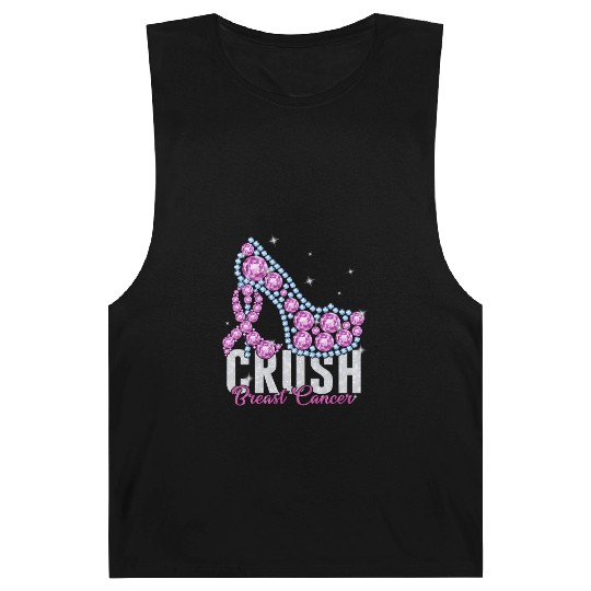 Crush Breast Cancer Bling Ribbon Barnard Tanks