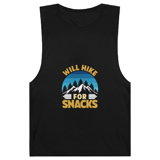 Hiker funny Mountain fan will Hike for Snacks Barnard Tanks