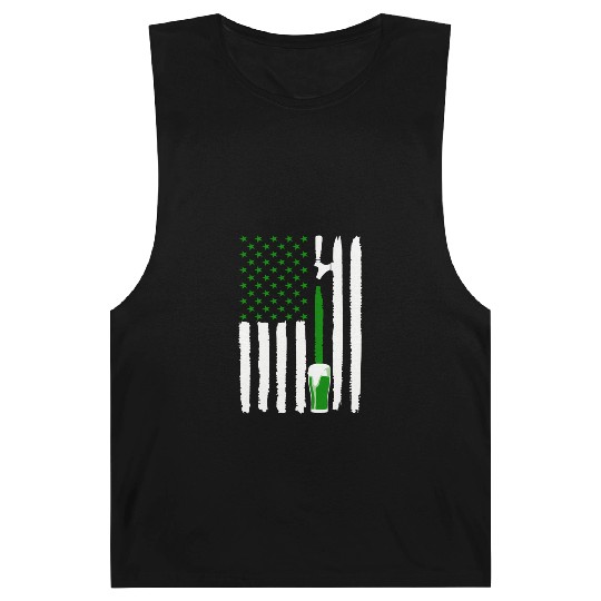 Green St PatricDay Beer American Flag Patriotic Ir Barnard Tanks