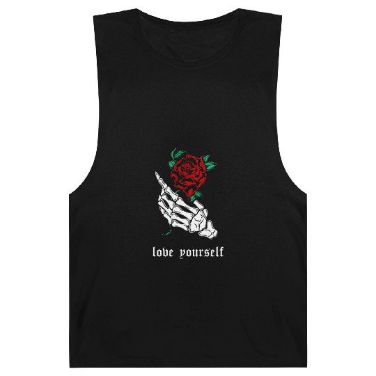 Love Yourself Skeleton Hand Rose Aesthetic Goth Gr Barnard Tanks