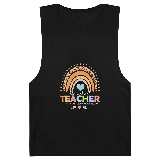 Rainbow Teach Love Inspire Preschool Teacher Back Barnard Tanks