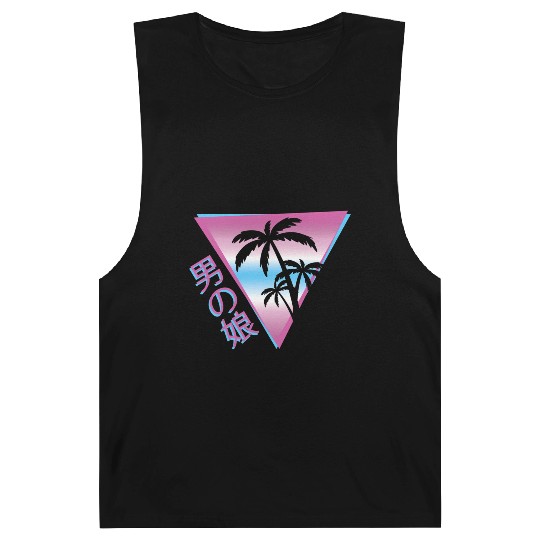 Femboy 80S 90S Palm Tree Japanese Vaporwave Aesthe Barnard Tanks