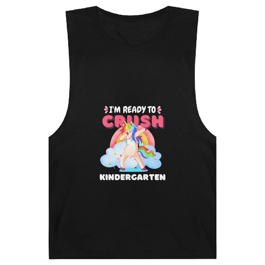 Kindergarten Unicorn Rainbow Back to School Barnard Tanks
