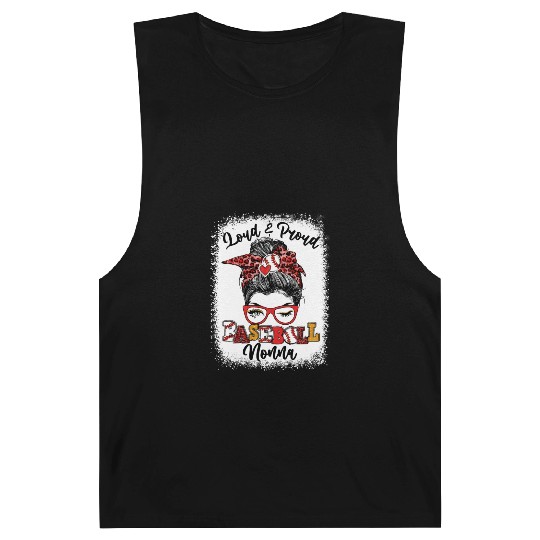 Loud And Proud Baseball Nonna Messy Bun Bleached Barnard Tanks
