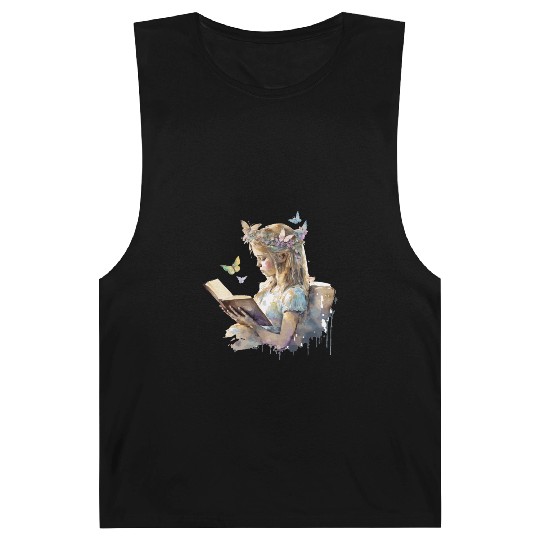 Cute Fairy Girl Librarian Cottagecore Butterfly Bo Barnard Tanks