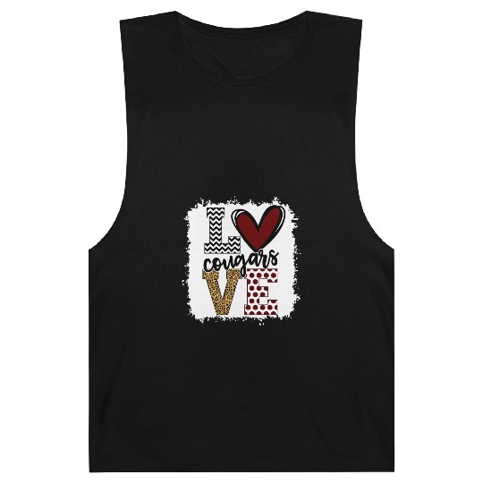 Cougars Mascot Love School Spirit Fantastic Barnard Tanks