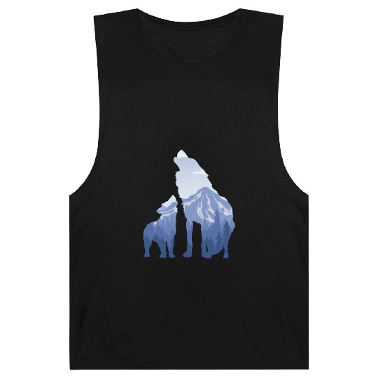Wolf And Puppy Husky Mountains Nature Hiking Barnard Tanks