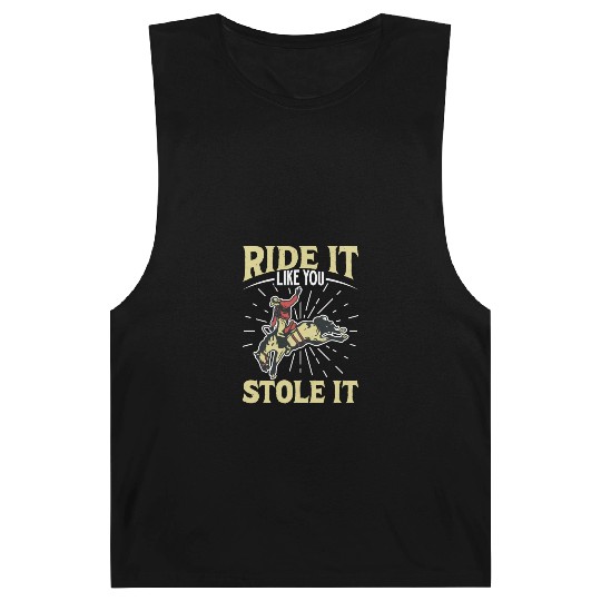 Cowboy Barn Bull Rider Rodeo Country Western Gift Barnard Tanks