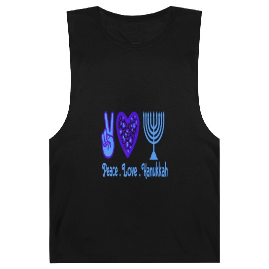 Peace Love Hanukkah 2021 Jewish Menorah Hanukkah C Barnard Tanks