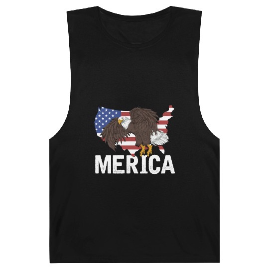 Us Flag Merica Pride Patriot Proud American Bald Barnard Tanks