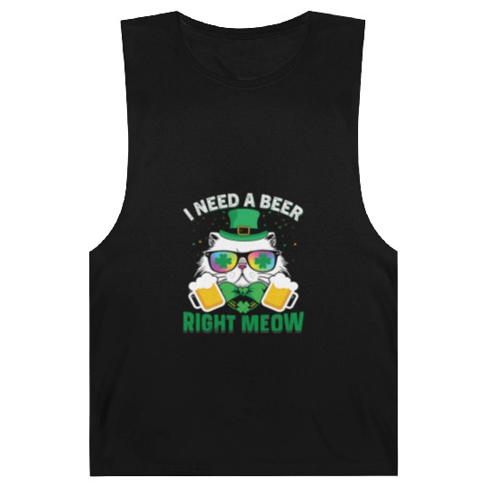 St Patric Day Cat I Need A Beer Right Meow Barnard Tanks