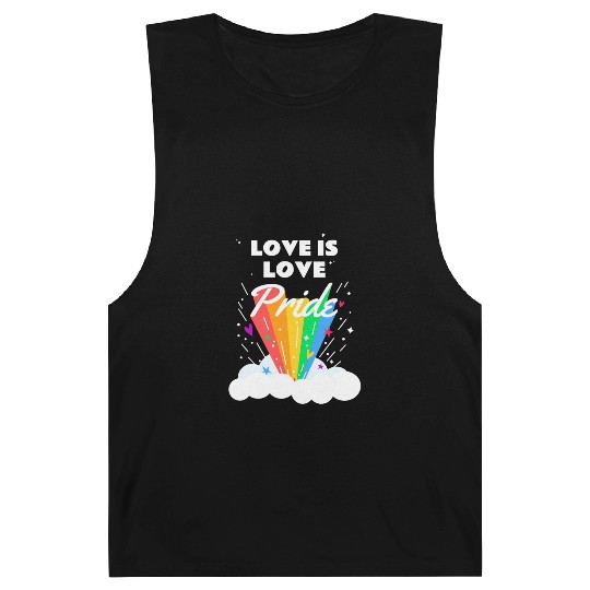 Love is Love Gay LGBTQ Flag Gay Lesbian Pride Barnard Tanks