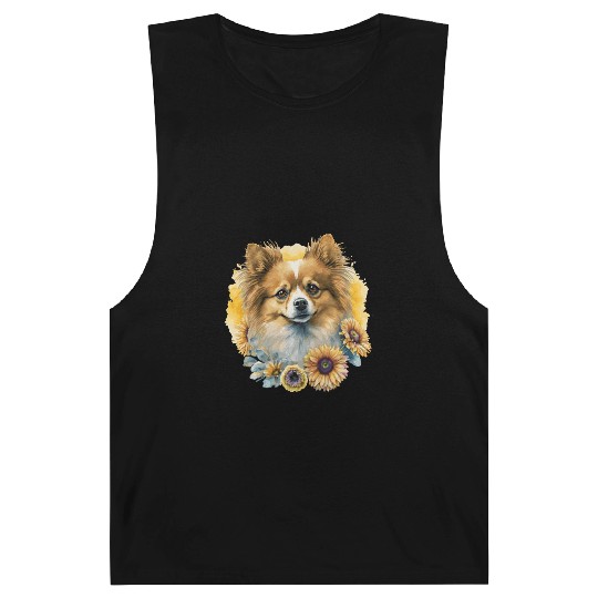 Cute Pomeranian Sunflower Dog Breed Pet Puppy Barnard Tanks