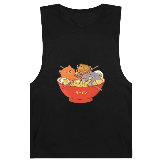 Kawaii Anime Cat Japanese Ramen Noodle Barnard Tanks