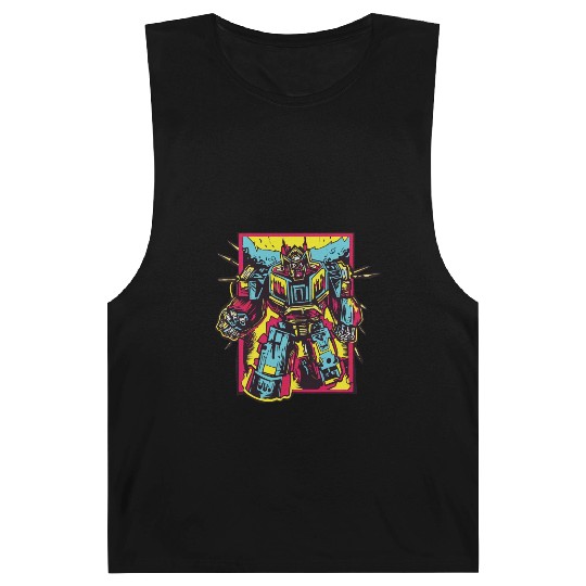 Red Barnard Tanks Retro Style 90s Cartoon Comic Hero Robot