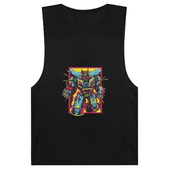 Red Barnard Tanks Retro Style 90s Cartoon Comic Hero Robot