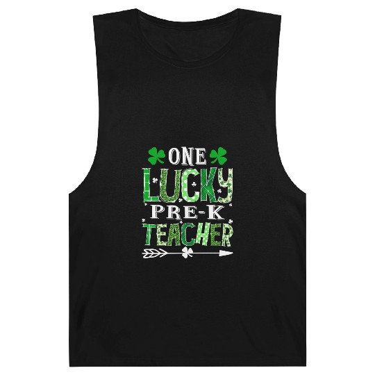 St Patrick'S Day One Lucky Pre-K Teacher Shamrock Barnard Tanks