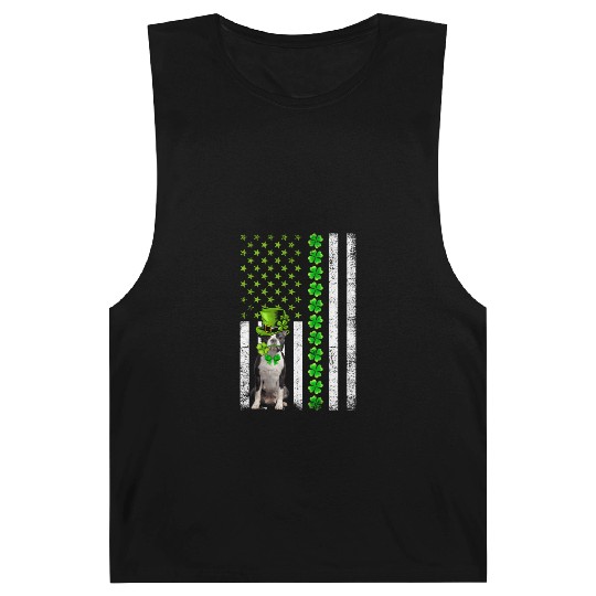 American Flag Boston Terrier Dog St Patric Day Barnard Tanks