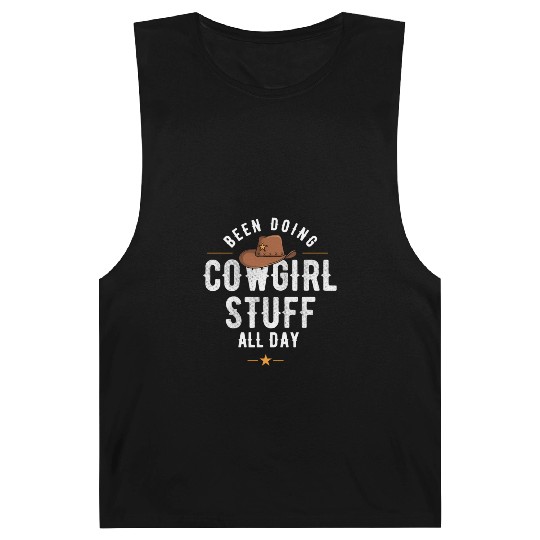 Cowgirl In Texas Or Been Doing Cowgirl Stuff All Barnard Tanks