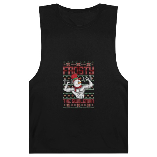 Frosty The Swoleman Snowman Workout Gym Barnard Tanks