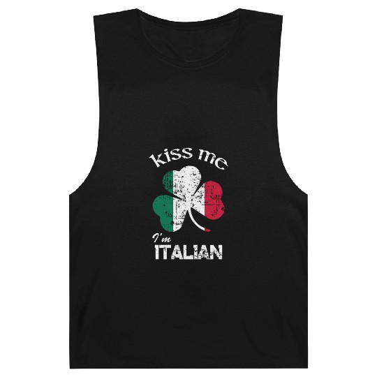 Distress Kiss Me I'M Italian St Patrick'S Day Barnard Tanks