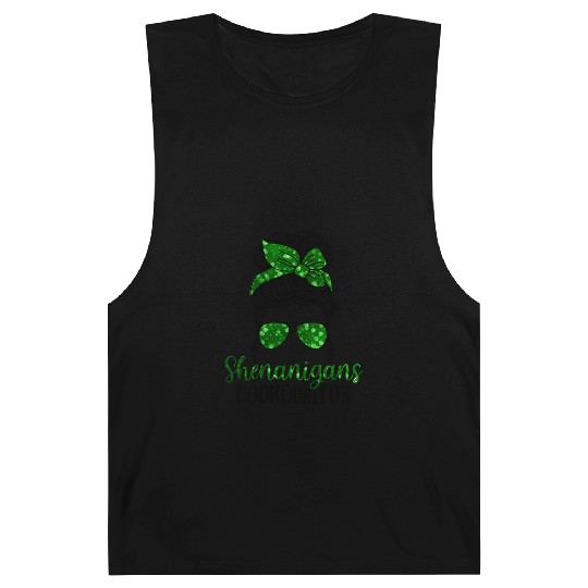 Shenanigans Coordinator Messy Bun St Patric Day Barnard Tanks