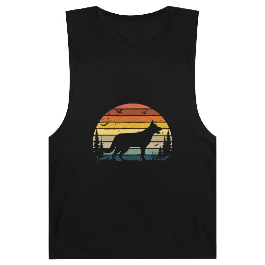 German Shepherd Vintage Retro Mom Dad Pet Lover Barnard Tanks