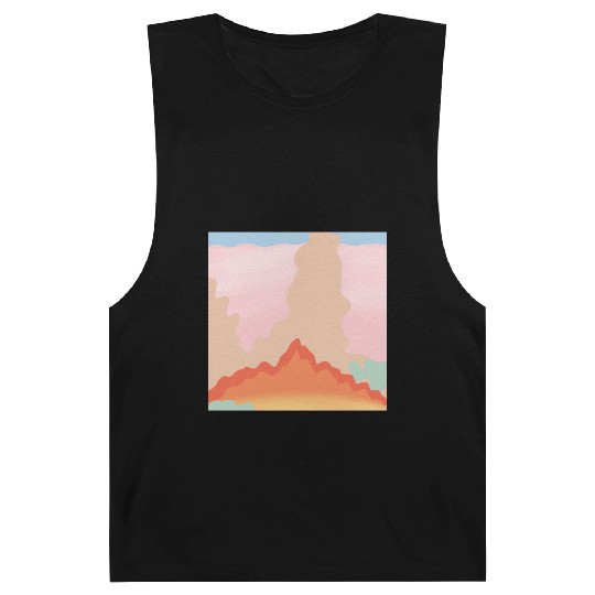 Green Pink Marble Boho Groovy Liquid Swirl Pattern Barnard Tanks