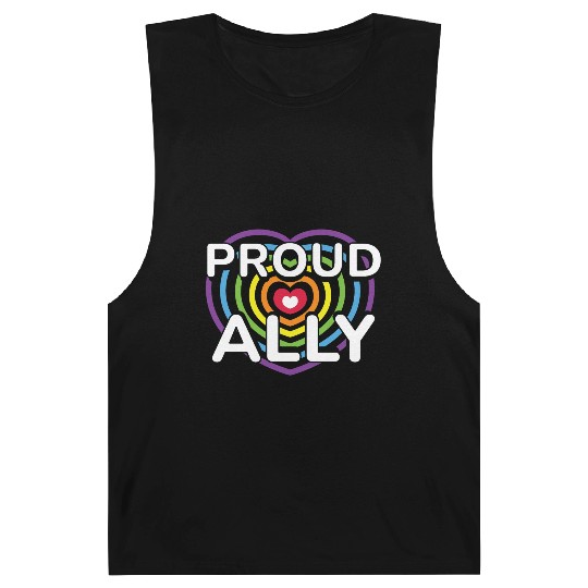 Proud Ally Rainbow Heart LGBTQIA Pride Month v02 Barnard Tanks