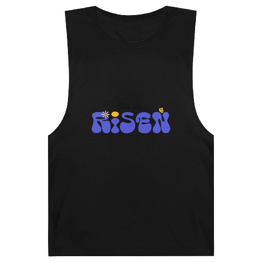 He Is Risen Groovy Christian Easter Barnard Tanks