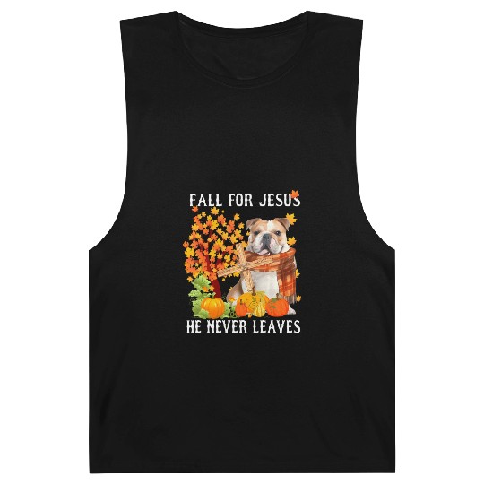 Bulldog Autumn Fall For Jesus He Never Leaves Barnard Tanks