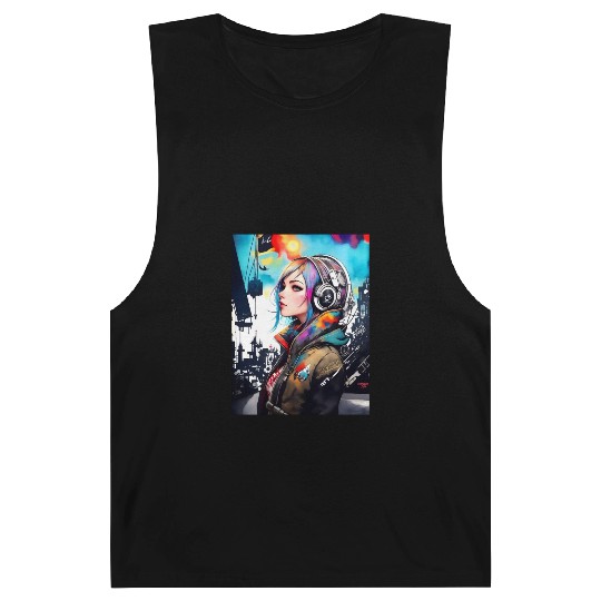Modern Casual Artistic Trendy Comic Style Woman Barnard Tanks