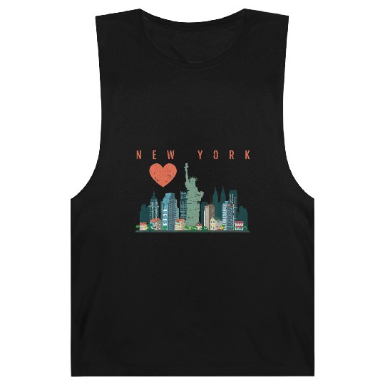 New York City Nyc Skyline Heart Distressed Style Barnard Tanks