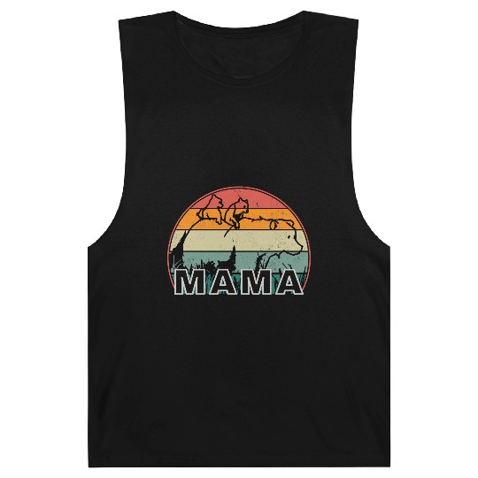 Mama Bear grizzly Retro With Cubs distressed print Barnard Tanks