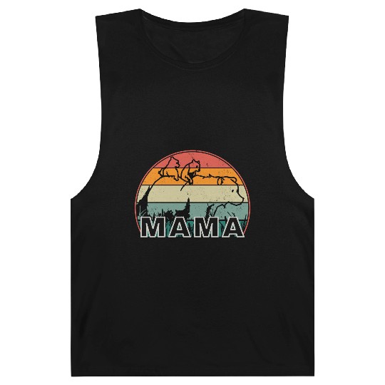 Mama Bear grizzly Retro With Cubs distressed print Barnard Tanks