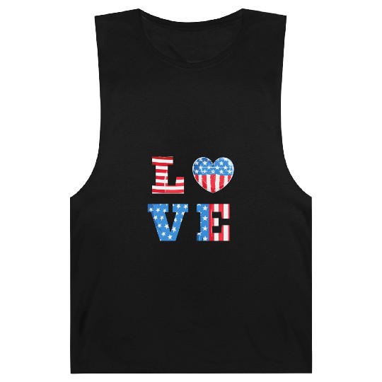 LOVE America Independence Day USA Patriots Barnard Tanks